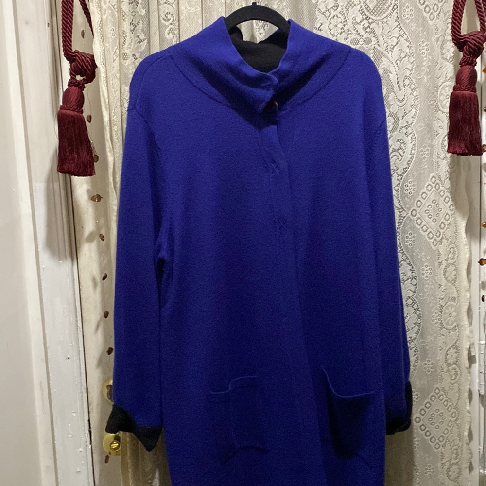 CHICOS-BEAUTIFUL STUNNING QUALITY 2TONE COLOR LONG SWEATER COAT
